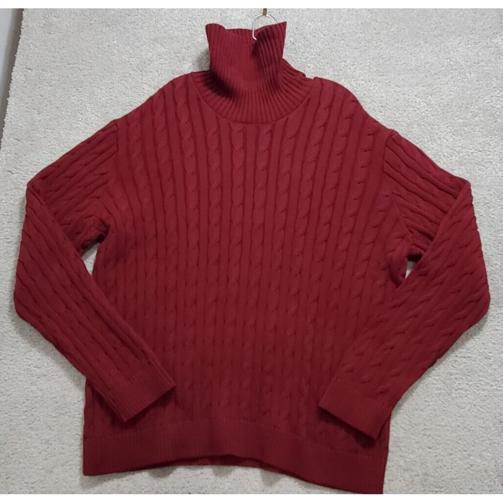 Old Navy‎ Sweater Women's 3XL Plus Burgundy Ribbed Turtleneck Fisherman Cozy